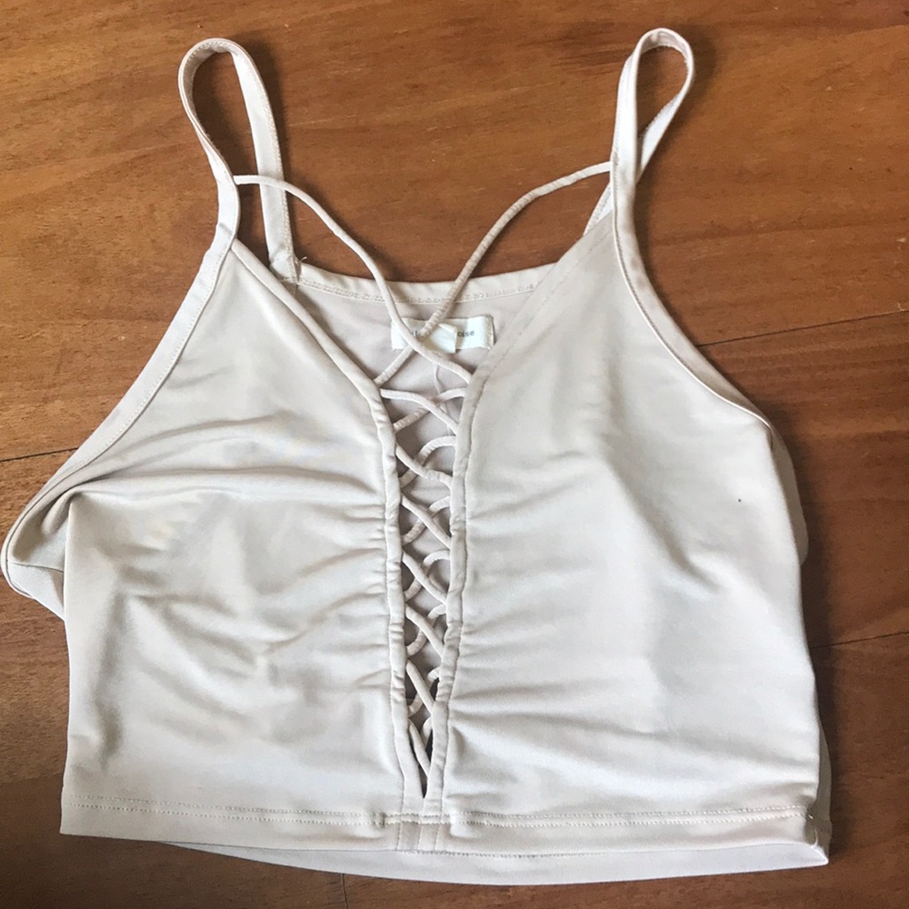 Silence + Noise tan crop top